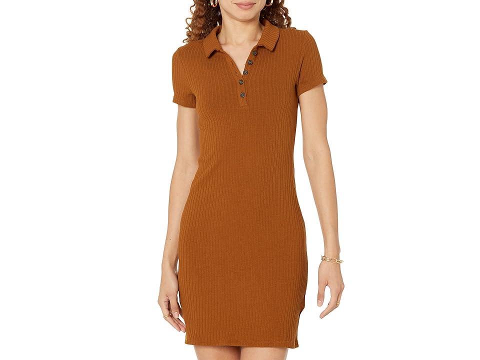 Madewell Ribbed Polo Knit Mini Dress (Sepia) Women's Dress Product Image