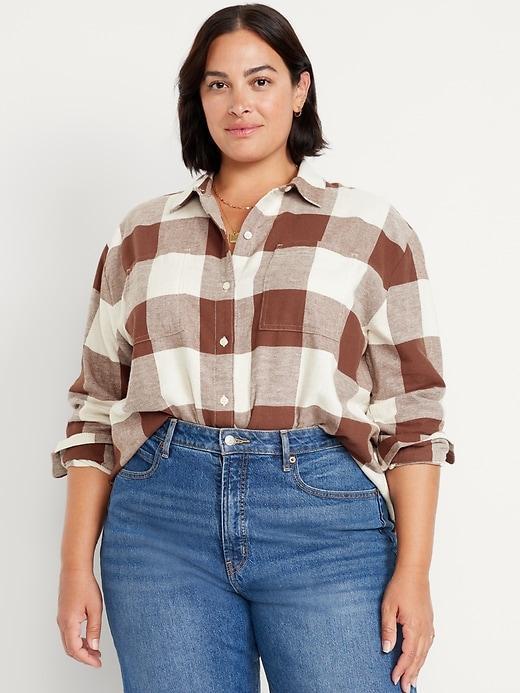 Flannel Boyfriend Button-Down Shirt Product Image