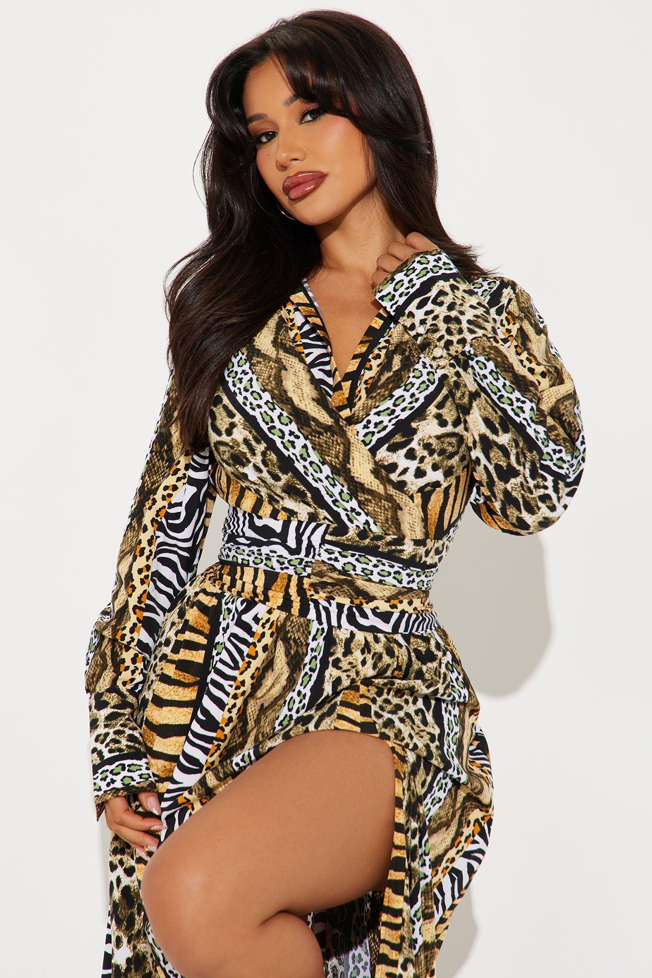 Bossy Printed Maxi Shirt Dress - Black/combo Product Image