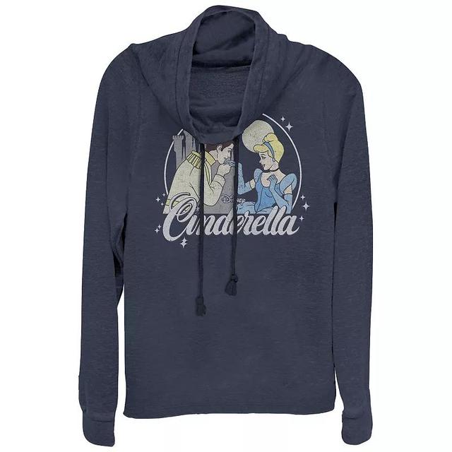 Disneys Cinderella & Prince Charming At Night Juniors Cowlneck Graphic Lightweight Long Sleeve, Girls Blue Product Image