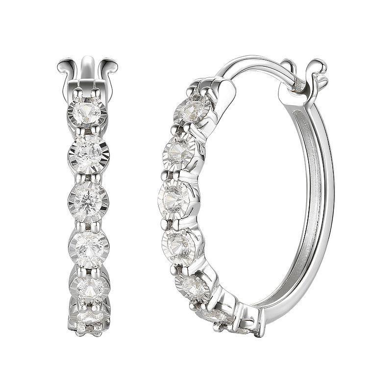 1/10 Carat T.W. Diamond Hoop Earrings, Womens, White Product Image