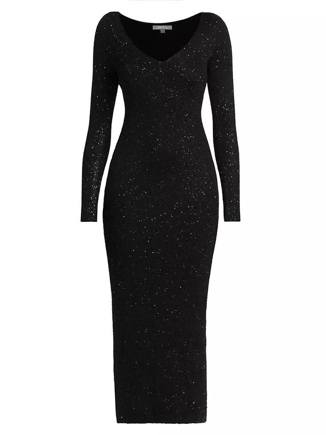 Sequin Knit V-Neck Midi-Dress Product Image