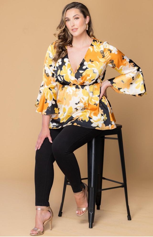 Honey Satin Bell Sleeve Top - Plus Product Image