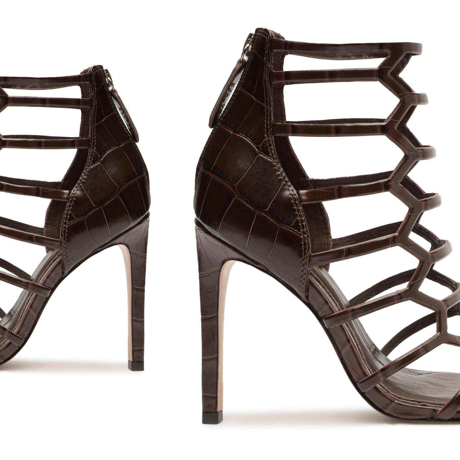 Julianna Crocodile-Embossed Leather Sandal Product Image