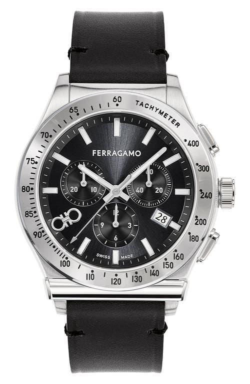 Mens FERRAGAMO 1927 Chronograph Stainless Steel & Leather Strap Watch/42MM Product Image