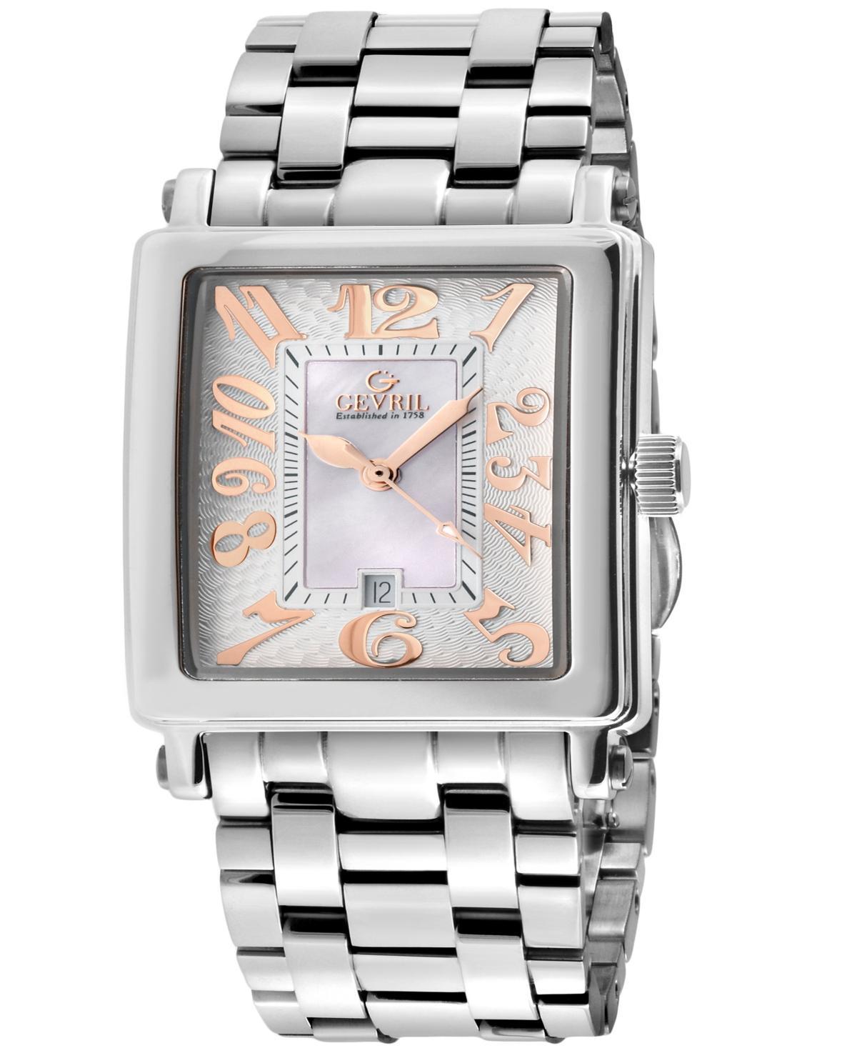 Gevril Womens Avenue of Americas Mini Swiss Quartz Silver-Tone Stainless Steel Bracelet Watch 32mm Product Image