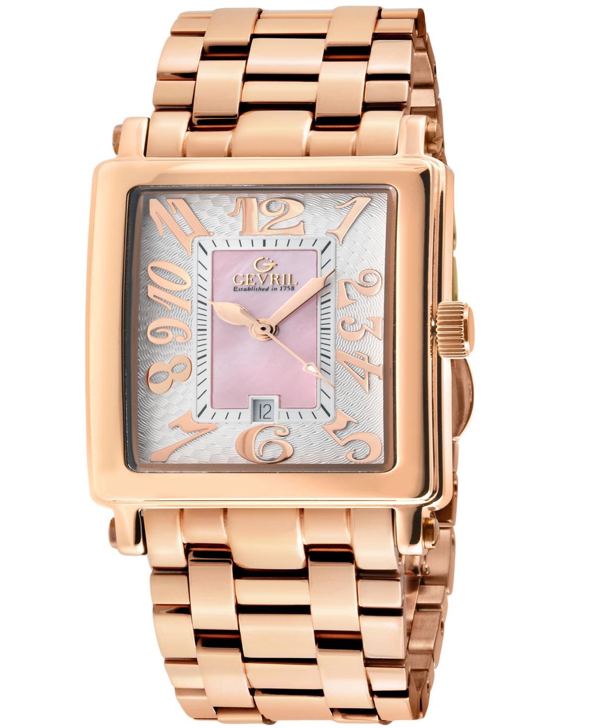 Gevril Womens Avenue of Americas Mini Rose Gold-Tone Stainless Steel Watch 32mm Product Image