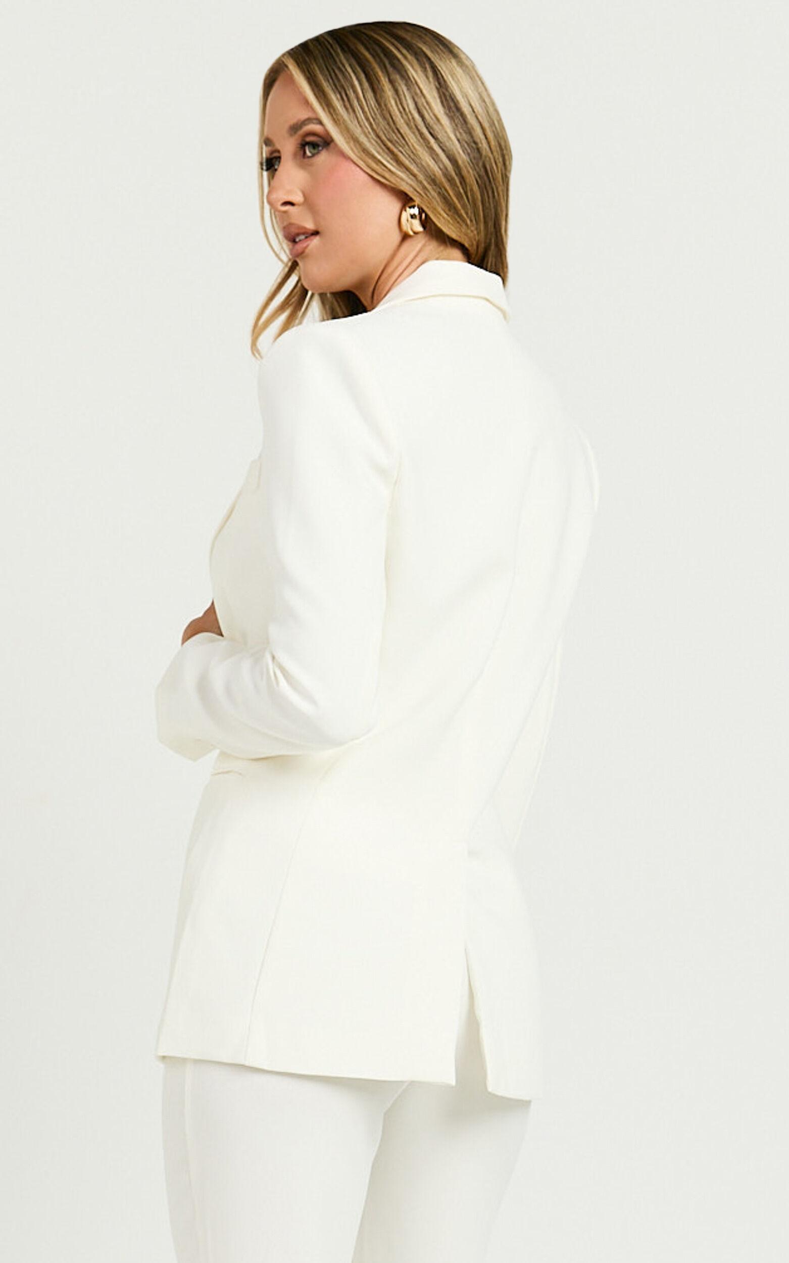 Brianna Blazer - Straight Fit Single Breasted Tailored Blazer in White Product Image