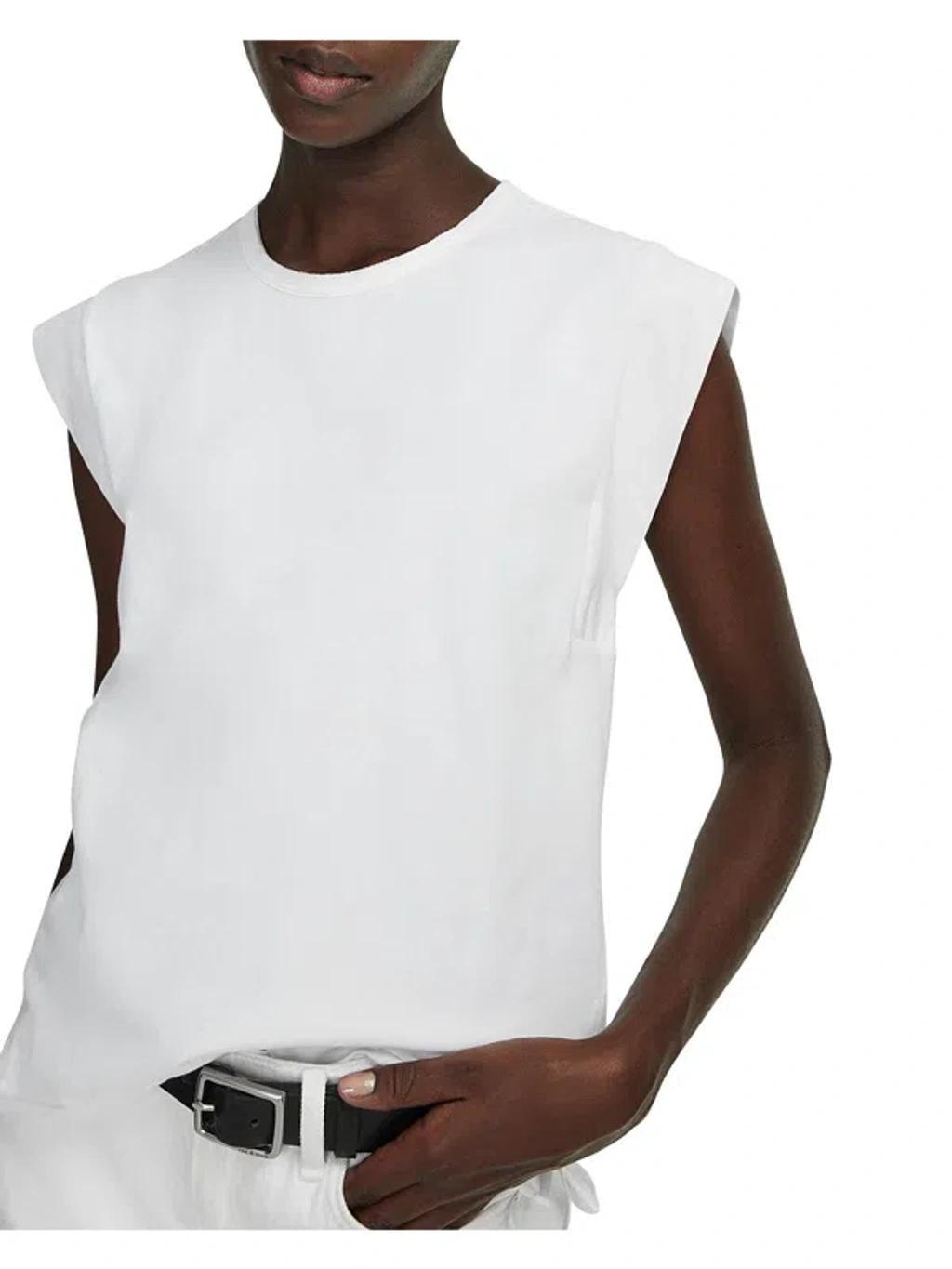 Womens Cap Sleeve Solid Pullover Top In White Product Image