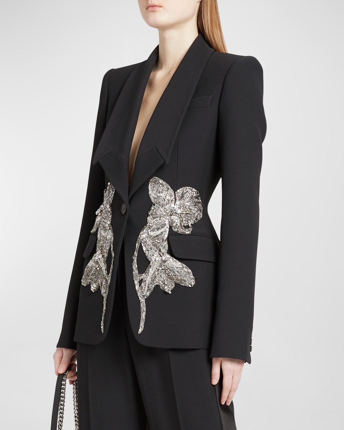 Alexander McQueen Beaded Orchid Detail Blazer Product Image