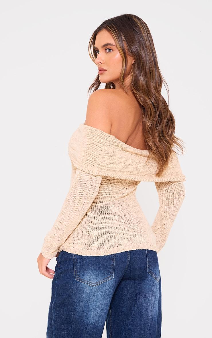 Mocha Bobble Knit Bardot Top Product Image