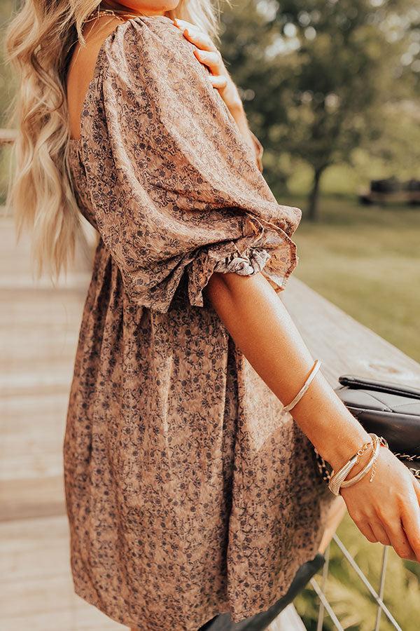 Small Town Cutie Floral Mini Dress in Mocha Product Image