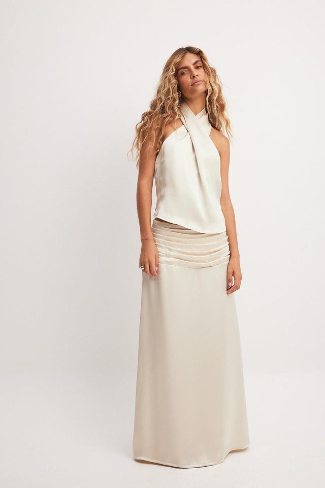 Satin Waist Detail Midi Skirt Product Image