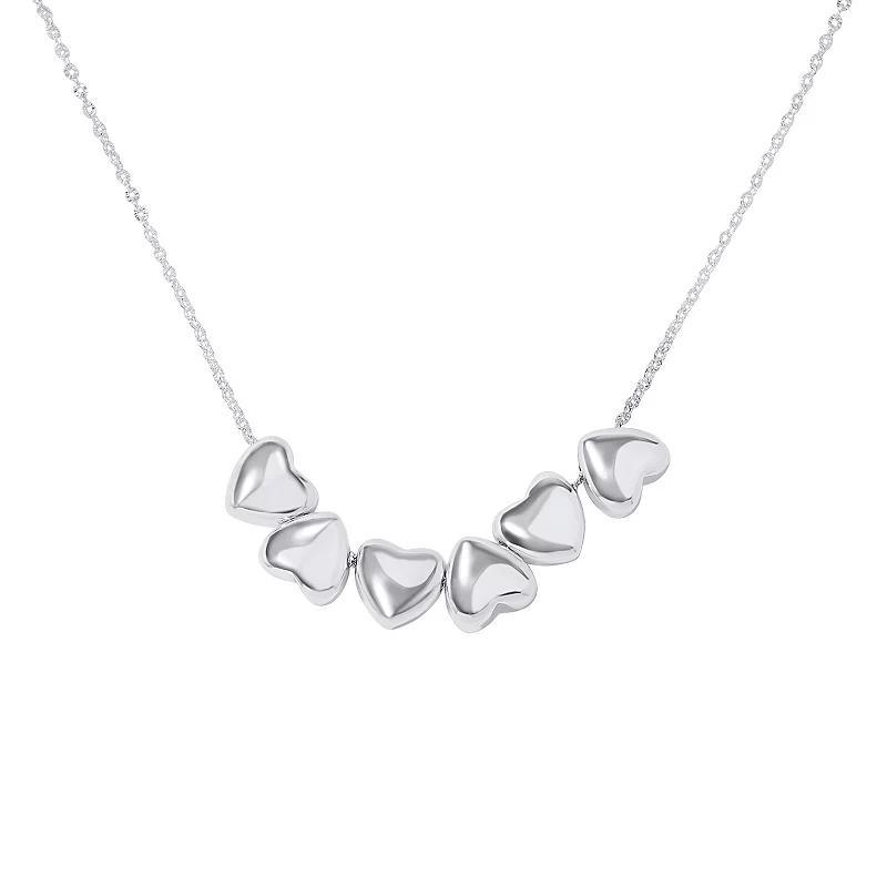 LC Lauren Conrad Puffy Heart Charms Necklace, Womens, Silver Product Image