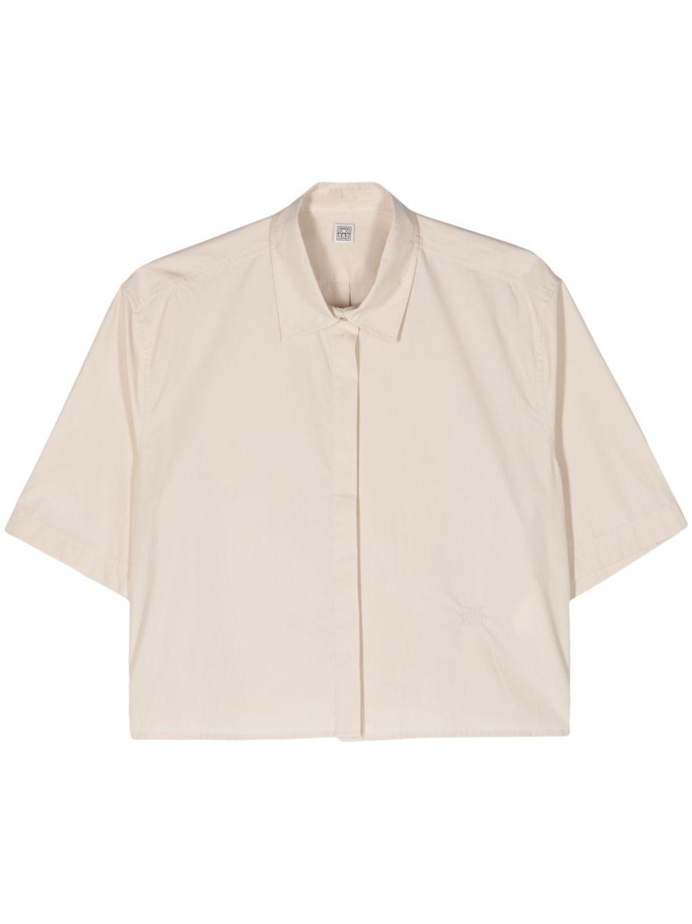 TOTÊME Organic Cotton Cropped Shirt In Neutrals Product Image