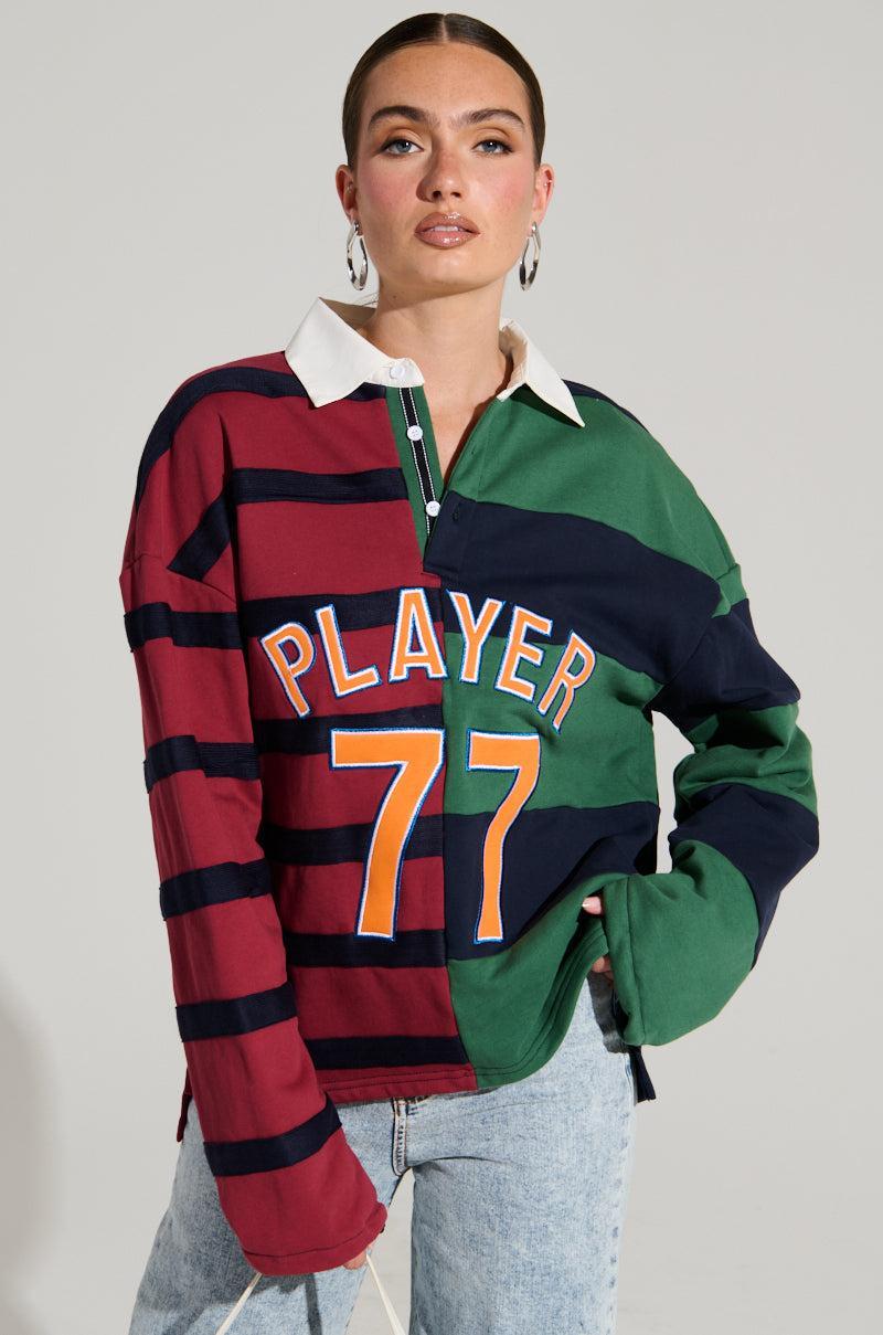 OFF THE FIELD LONG SLEEVE STRIPED RUGBY TEE Product Image