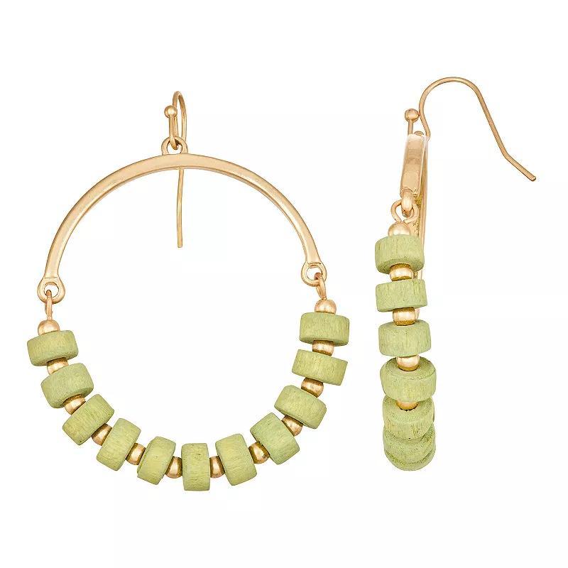 Sonoma Goods For Life Wood Beaded Drop Earrings, Womens, Green Product Image