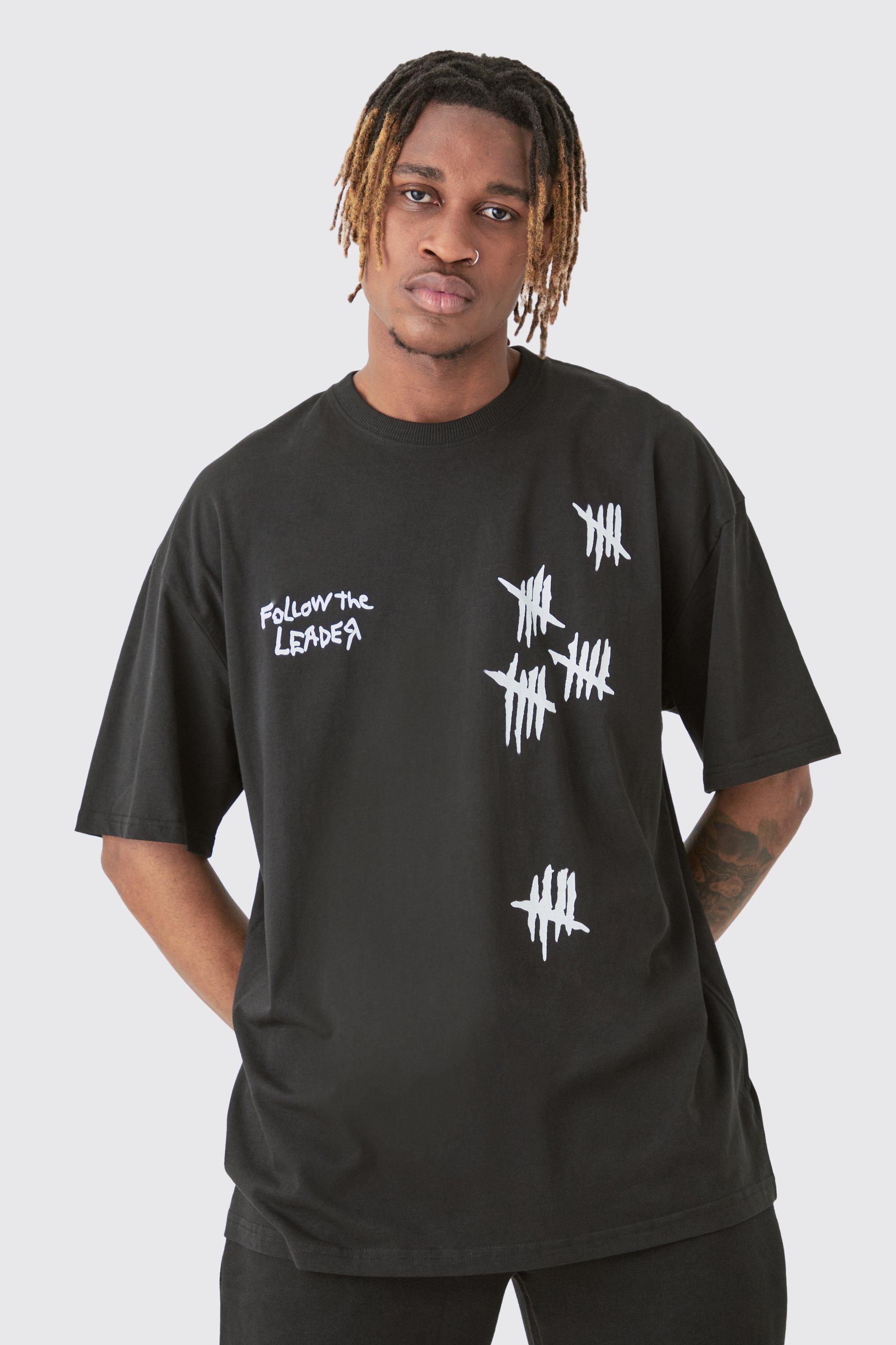 Mens Tall Oversized Korn License T-shirt In Black, Black Product Image