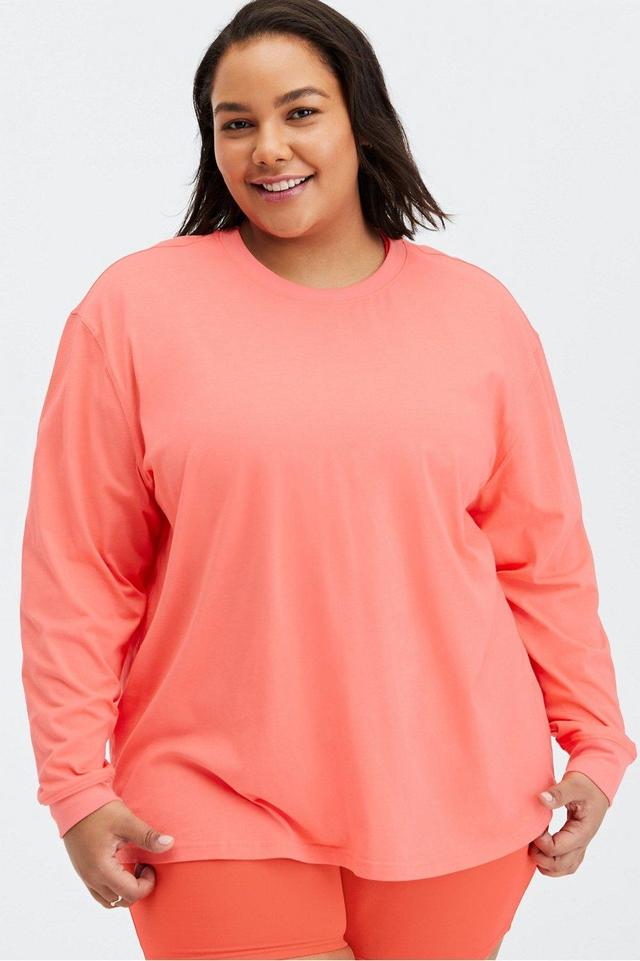 Fabletics Long Sleeve Boyfriend Tee Womens orange Size XXL Product Image