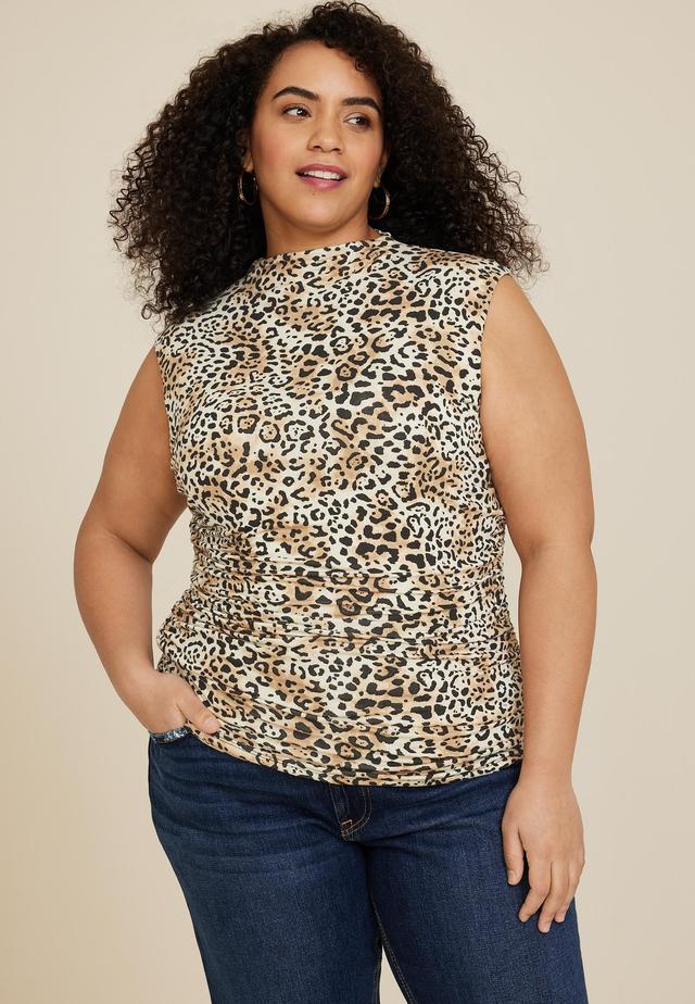 Maurices 4X Plus Size Womens Double Layer Animal Mock Neck Tank Top Product Image