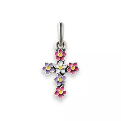 Enamel Floral Cross Pendant Product Image