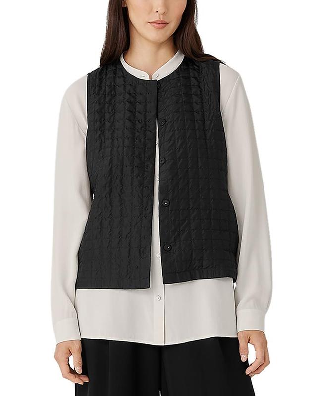 Quilted Button-Down Habutai Silk Vest Product Image