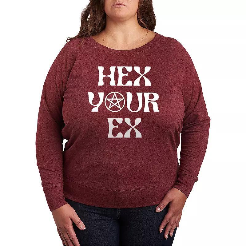 Plus Size Hex Your Ex Lightweight French Terry Sweatshirt, Womens Grey Blue Product Image