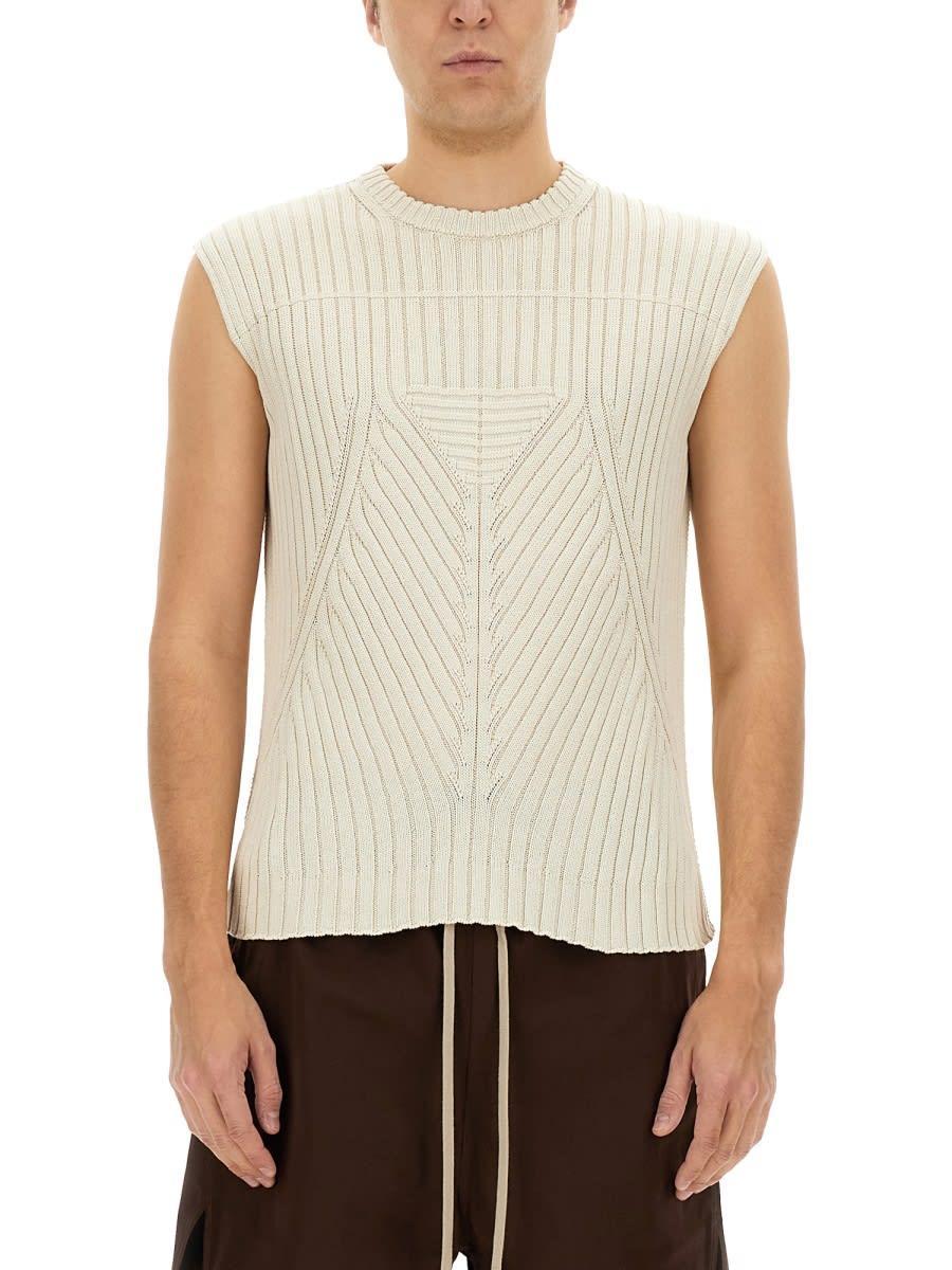 RICK OWENS Knitted Vest In Beige Product Image