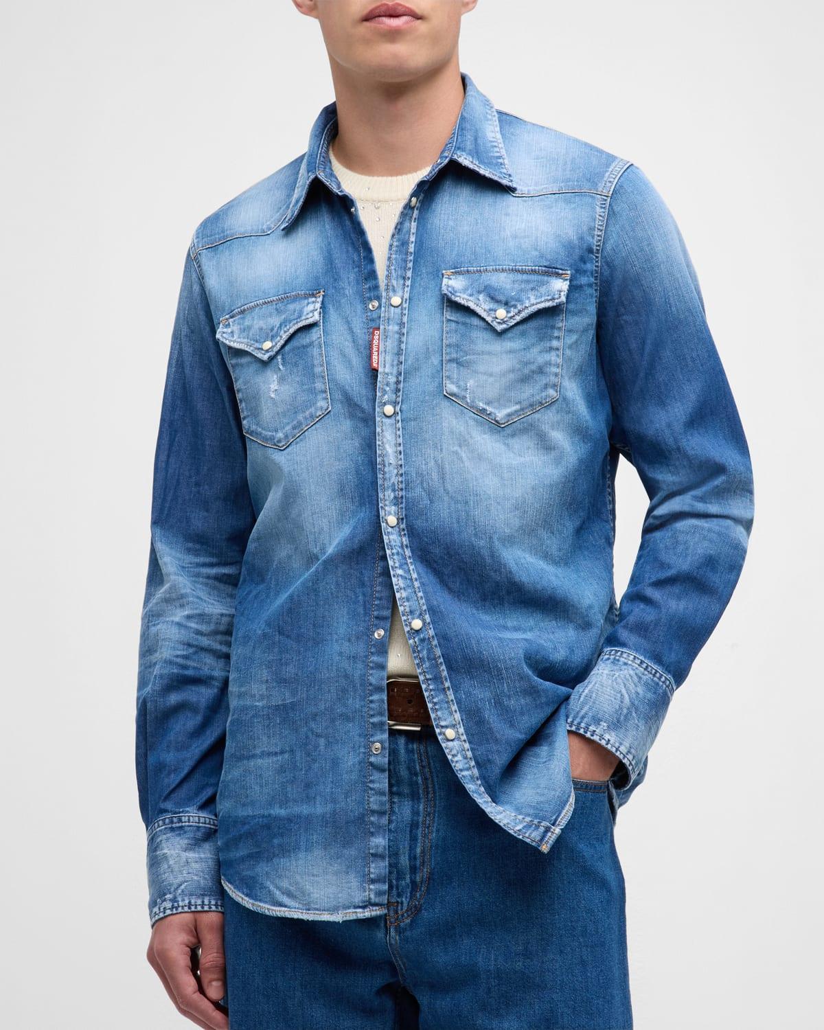 Men's Classic Denim Western Shirt Product Image