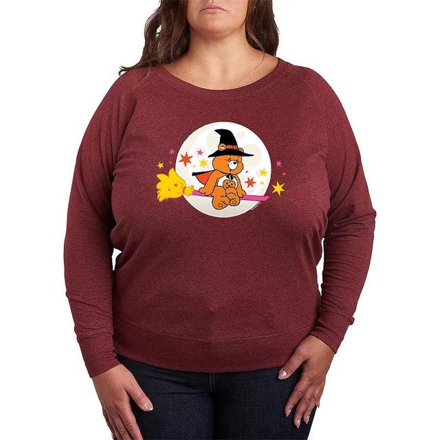 Plus Size Care Bears Halloween Witch Lightweight French Terry Sweatshirt, Womens Grey Dark Red Product Image