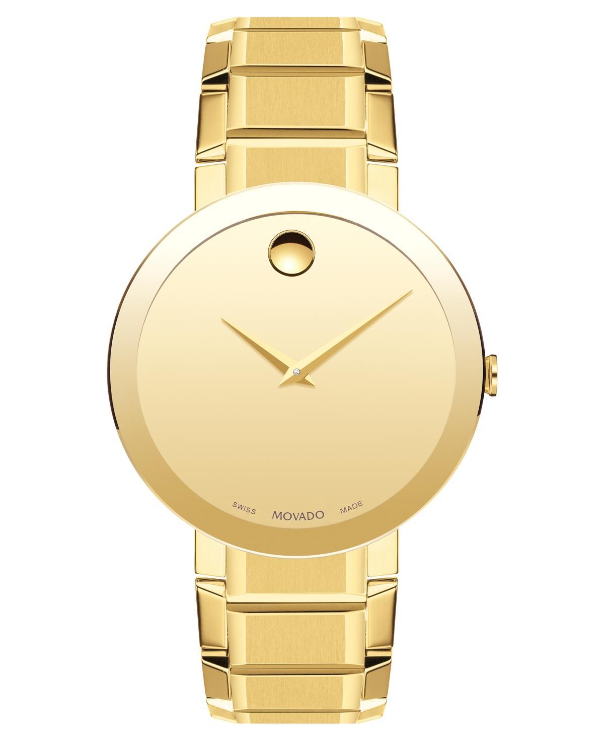 Movado Mens Swiss Sapphire Gold-Tone Pvd Stainless Steel Bracelet Watch 39mm - Gold Product Image