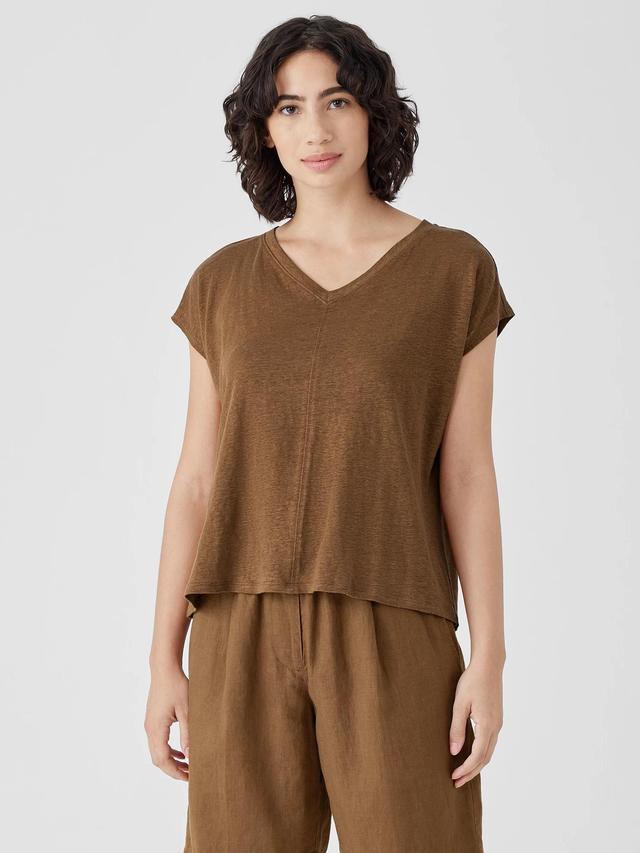 EILEEN FISHER Organic Linen Jersey V-Neck Teefemale Product Image