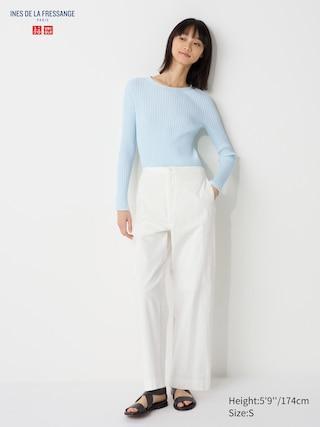 Womens Denim Easy Trouser Off White Medium UNIQLO US Product Image