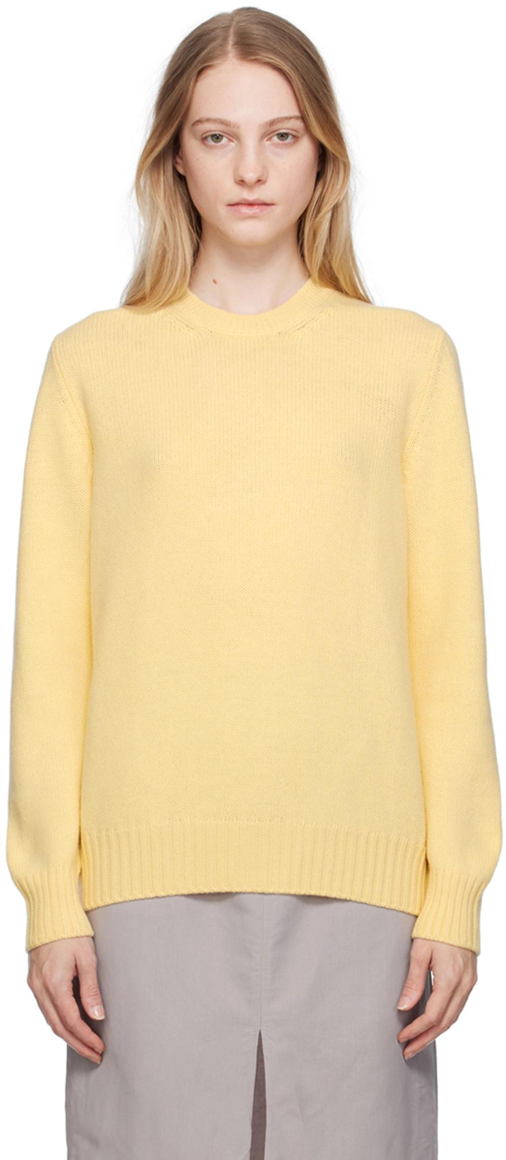 Wool And Cashmere Crew-neck Sweater In Yellow Product Image