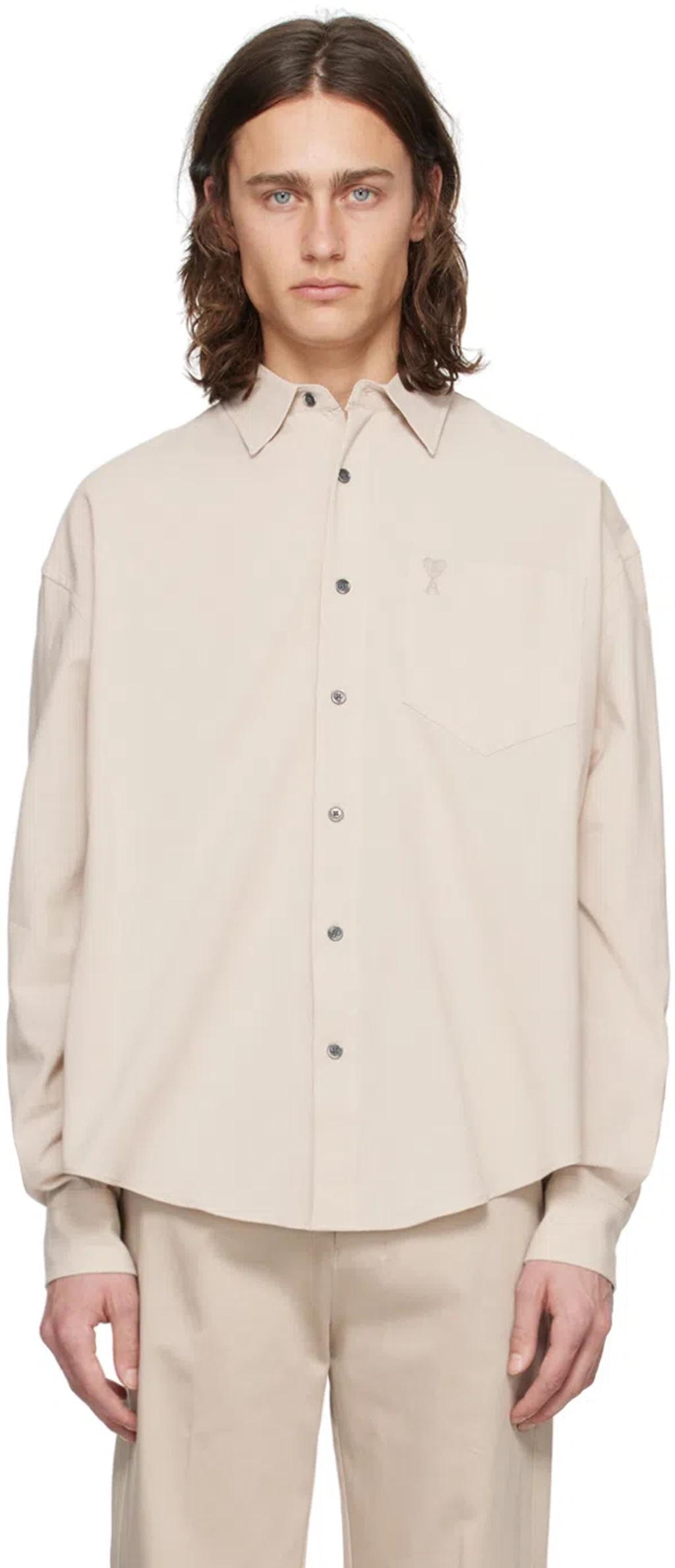 AMI ALEXANDRE MATTIUSSI Beige Ami De Cœur Shirt In Off White Product Image