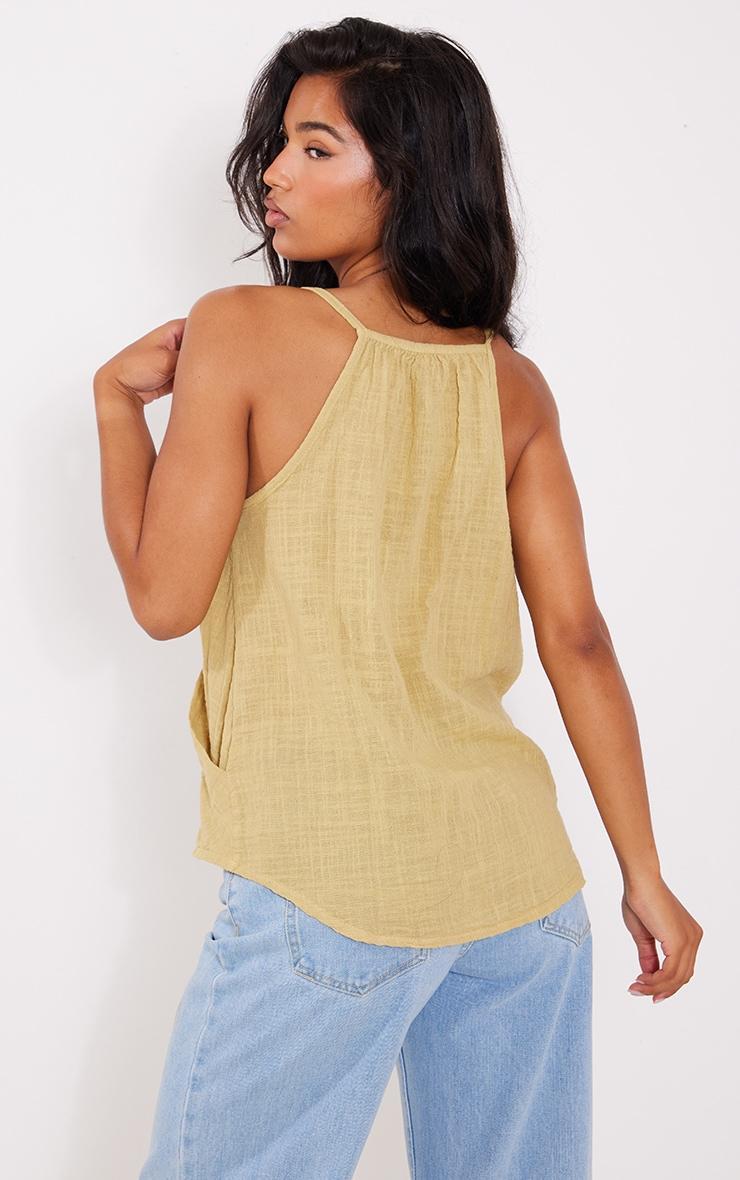 Sage Green Linen Look Cowl Drape Cami Long Top Product Image