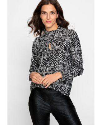 Olsen Womens Long Sleeve Wrap Neck Statement T-Shirt Product Image