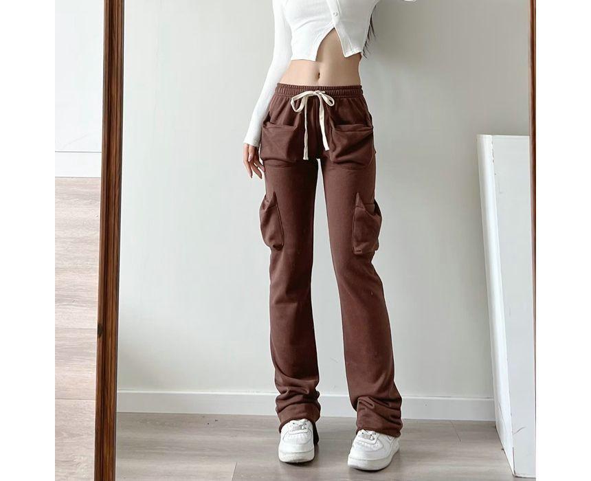 Drawstring Straight Leg Cotton Pants Product Image