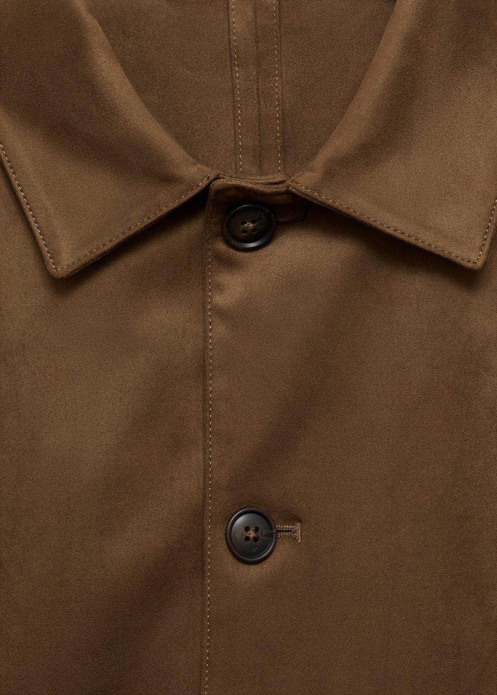 MANGO MAN - Suede effect overshirt with pockets medium brownMen Product Image