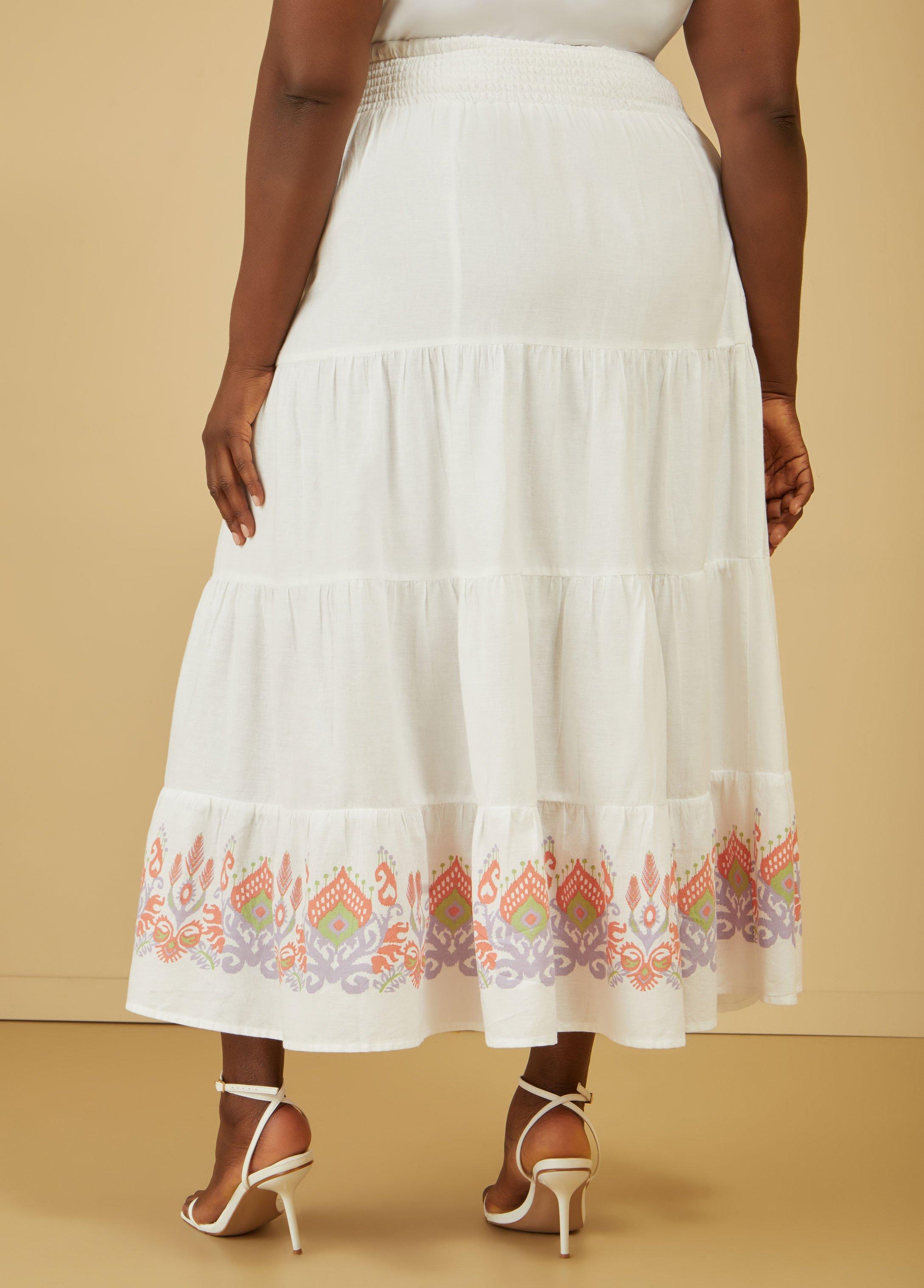 Printed Linen Blend Maxi Skirt Product Image