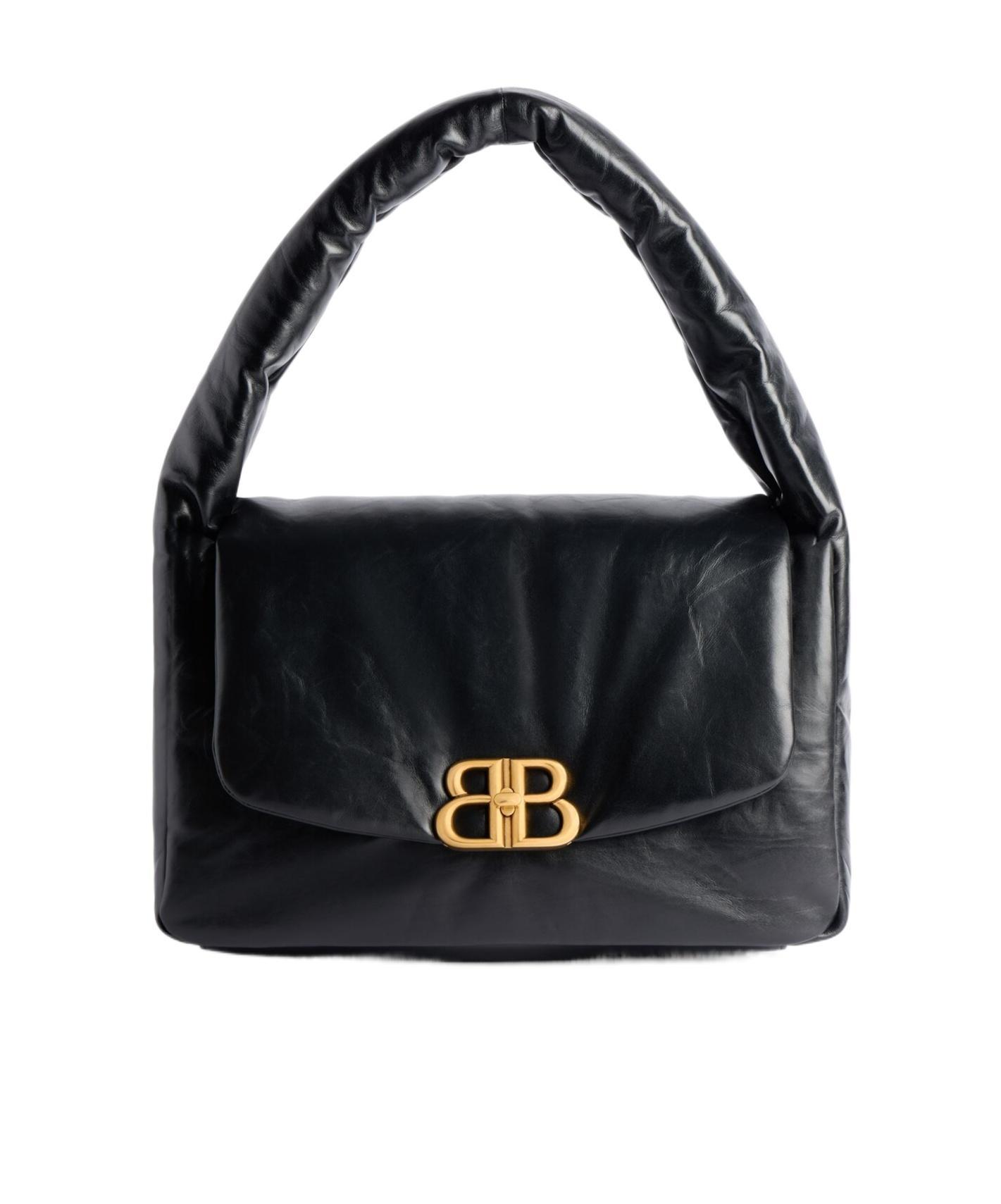 BALENCIAGA Black Monaco Small Leather Shoulder Bag Product Image