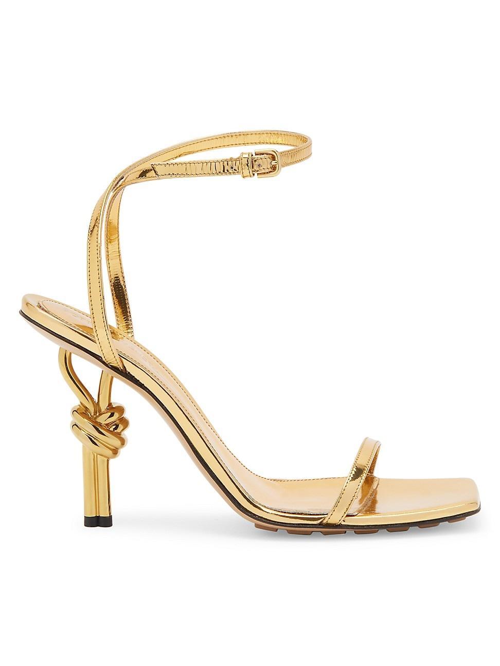 Bottega Veneta - Knot Metallic-Leather Sandals - GoldModa Operandi Product Image