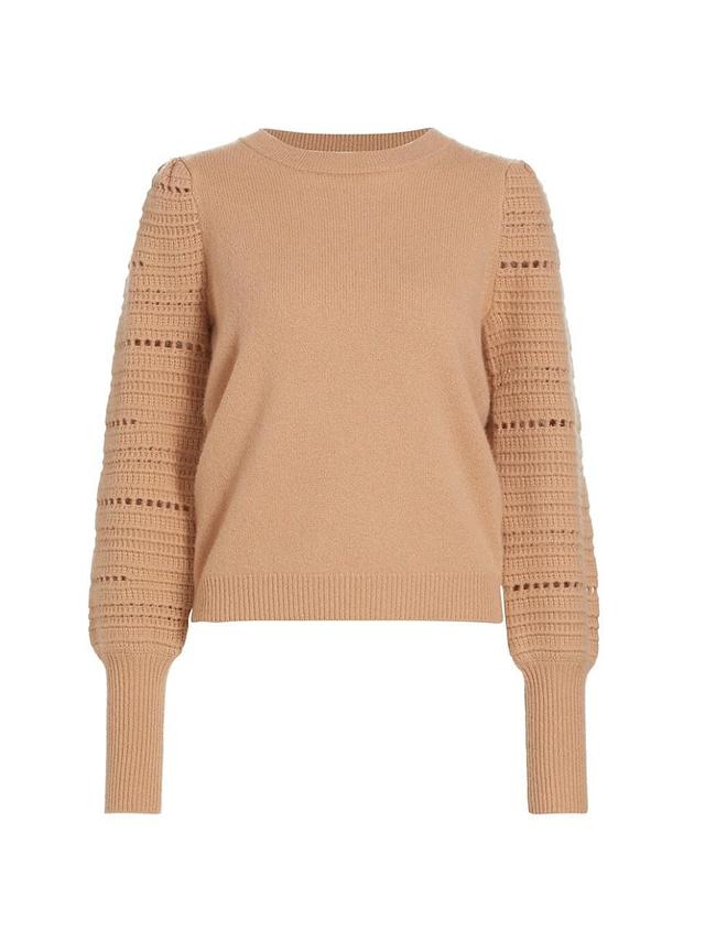 Womens Balloon-Sleeve Cashmere Pullover Sweater Product Image