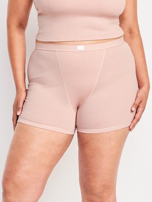 High-Waisted Ribbed Boyshort Briefs -- 3-inch inseam Product Image