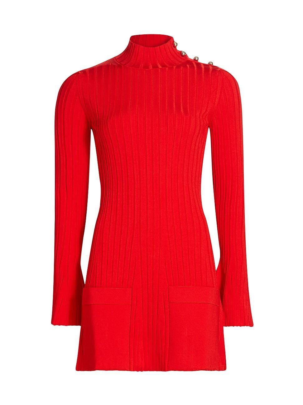 Womens Rib-Knit Pocket Minidress Product Image