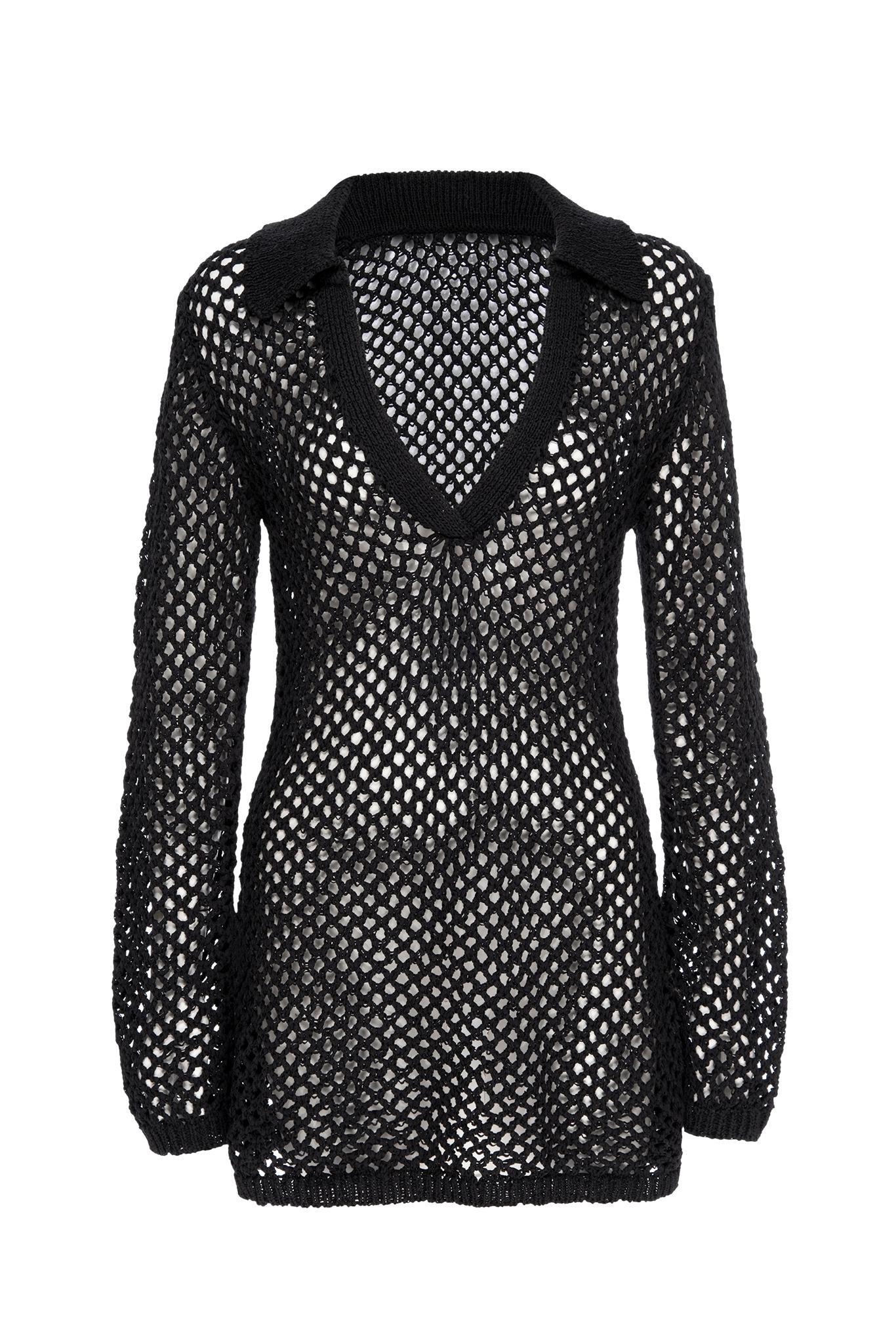 Newport Dress - Black Crochet Product Image