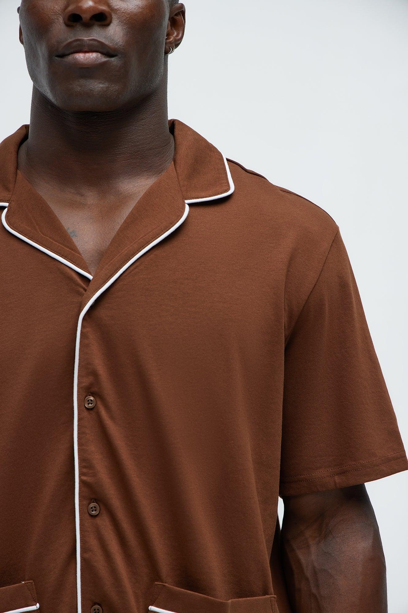 Modal Relaxed Pajama Short Sleeve - Brown Product Image