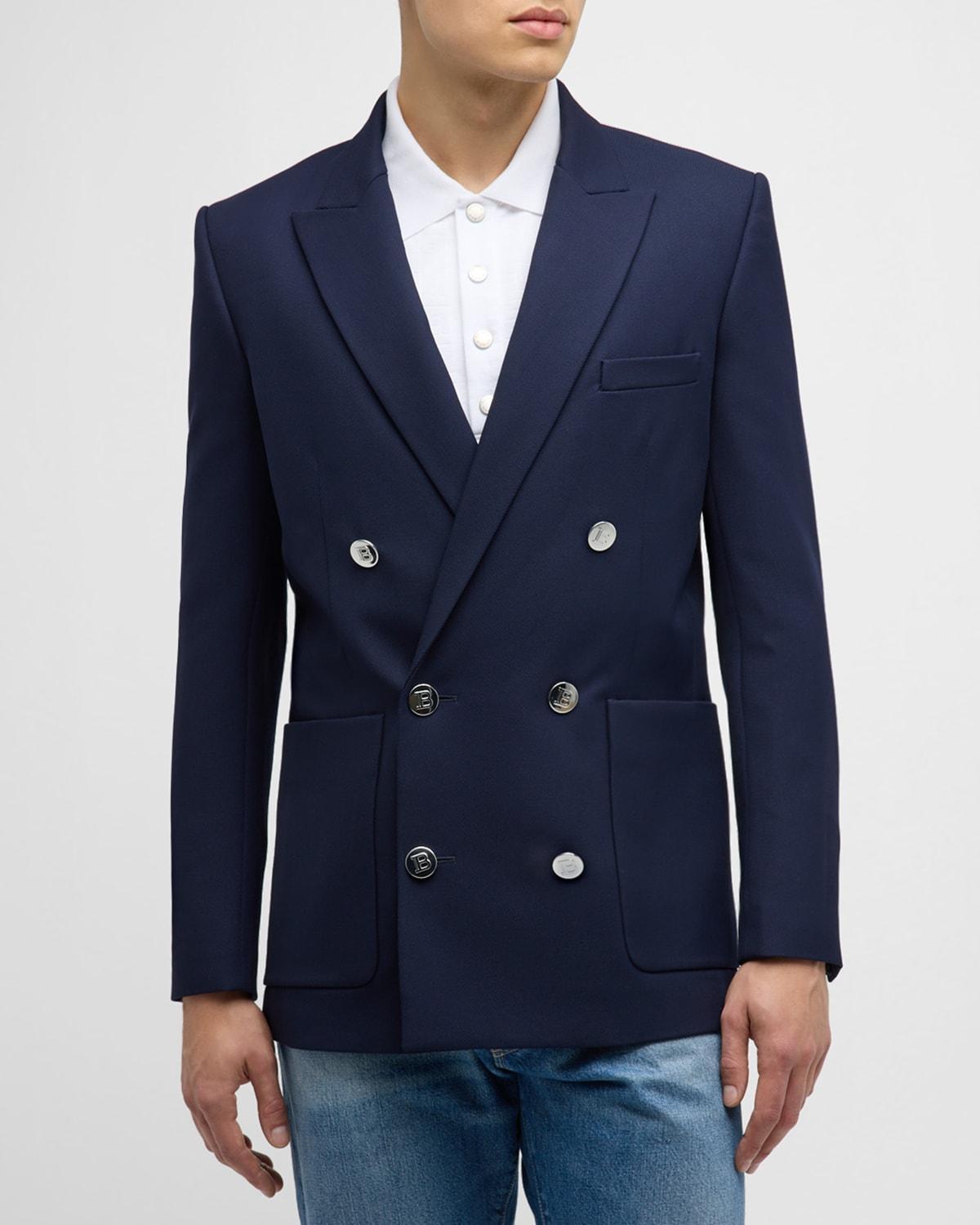 Mens Double-Breasted Twill Blazer Product Image