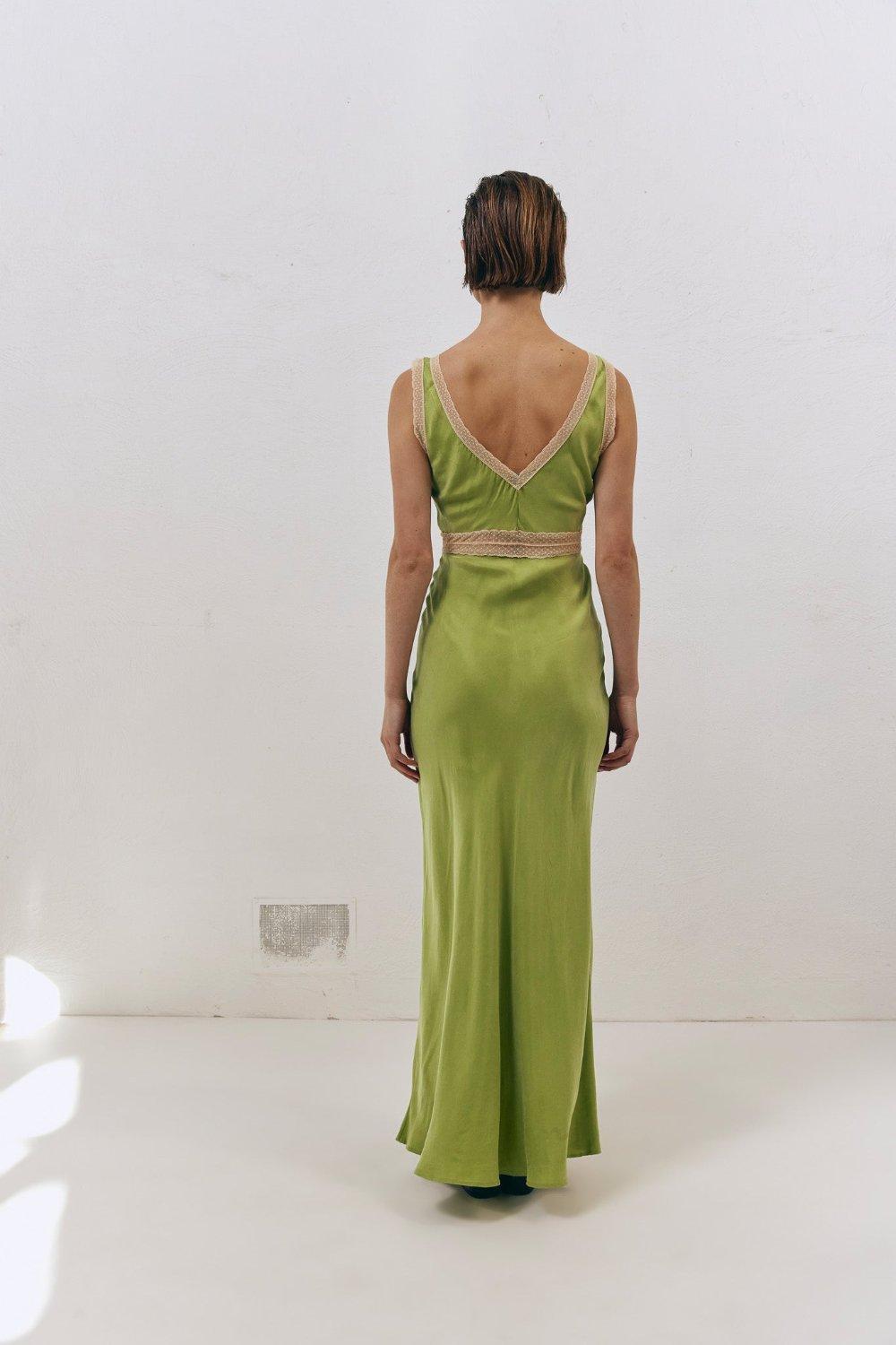 Meet Me On The Dance Floor Bias Cut Maxi Dress Lime Product Image