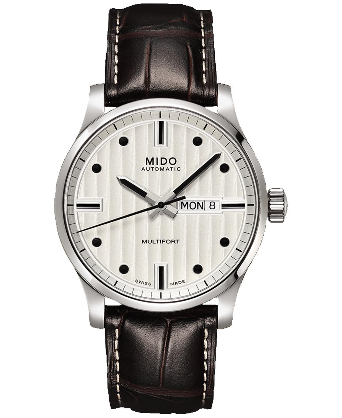 Mido Mens Swiss Automatic Multifort Brown Leather Strap Watch 42mm Product Image